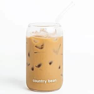 Buy Country Bean Coffee Glass with Glass Straw (400ml) Online at Low ...