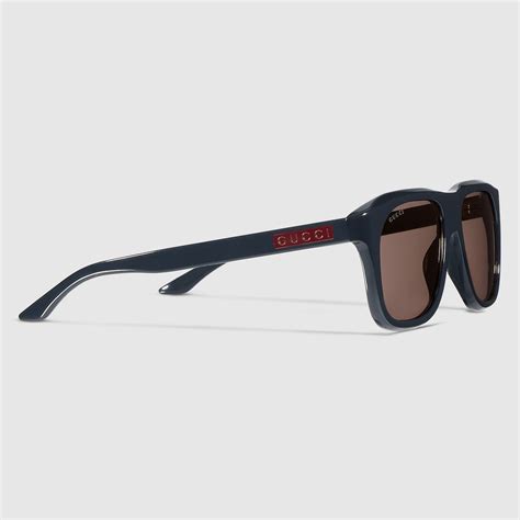 Square frame sunglasses in dark blue | GUCCI® US