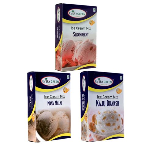 Every Green Ice Cream Mix Powder - Strawberry, Kaju Draksh, and Mava ...