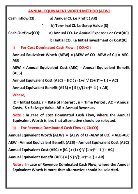 AEW (Annual Equivalent Worth) Problems & Solutions Guide - Studocu