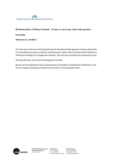 Infosys Case - Marketing Management - IPU - Studocu