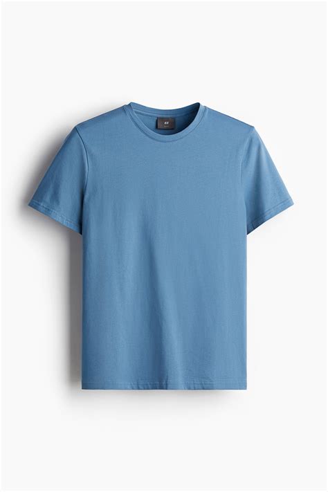 Slim Fit Pima cotton T-shirt - Light blue - Men | H&M IN