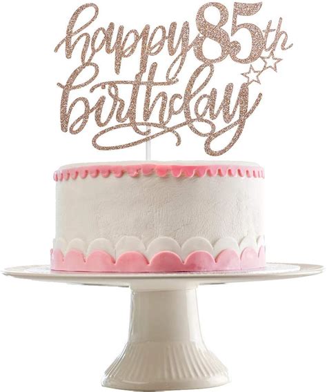 Buy Happy 85th Birthday Cake Topper Rose Gold Glitter- 85th Birthday ...