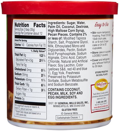 Betty Crocker Frosting Nutrition at Hilton Miller blog
