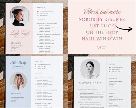Buy Sorority Resume Template With Photo Sorority Recruitment Online in ...