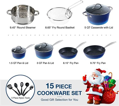 15 Piece Kitchen Cookware Sets Non stick Granite India | Ubuy