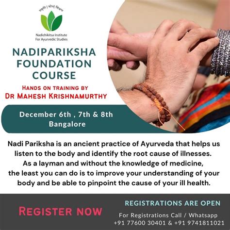 Nadipariksha training by Dr Mahesh Krishnamurthy, Malleshwaram ...