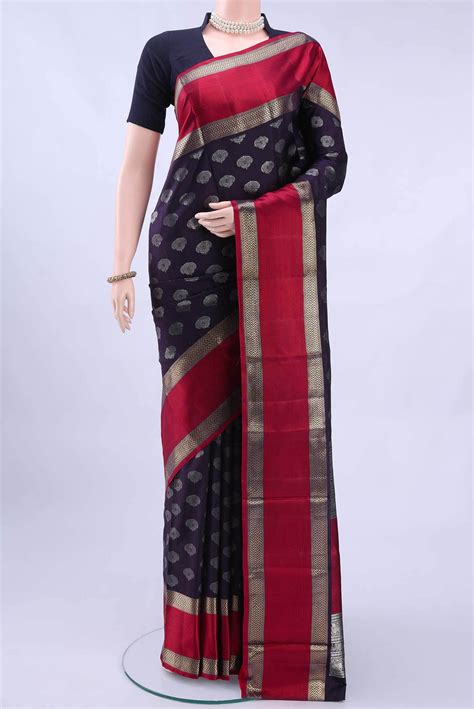 Pure Silk Pure Zari Burgundy Kanchipuram Saree – Nalli Silk Sarees Pvt Ltd