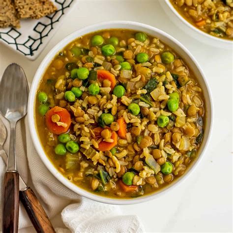 Hearty Brown Rice Lentil Soup - Simple and Budget Friendly | Bites of ...