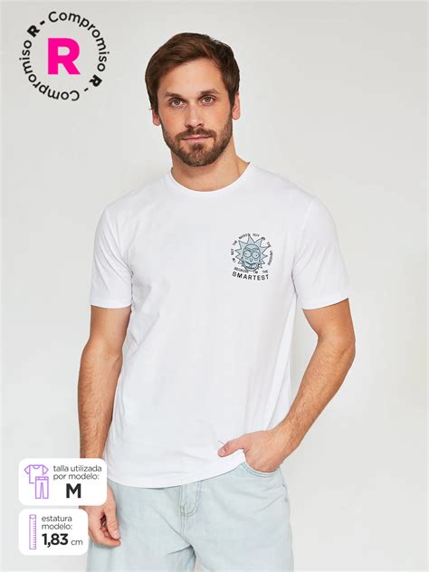 POLERA MANGA CORTA ALGODÓN HOMBRE INDEX BLANCO RICK & MORTY