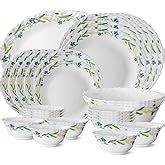 Larah by Borosil Fluted Series Cripper Opalware Dinner Set | 33 Piece ...