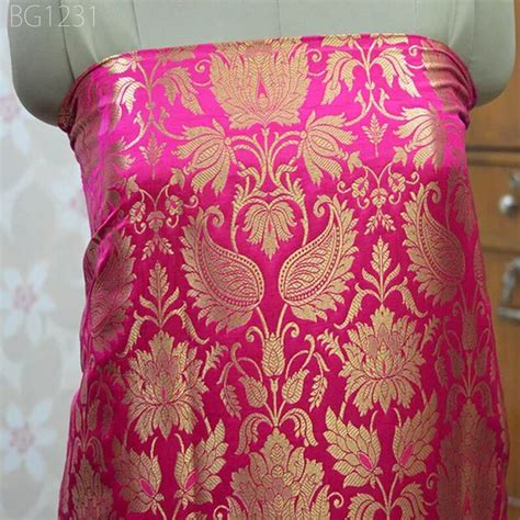 Buy Magenta Indian Brocade Bridesmaid Lehenga Wedding Dresses Fabric by ...