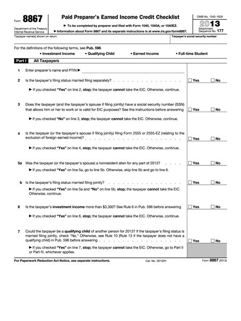 2013 Form IRS 8867 Fill Online, Printable, Fillable, Blank - pdfFiller