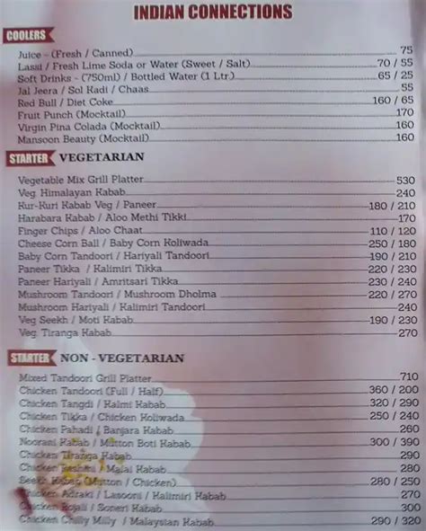 Menu at Fountain Inn, Mumbai, 7-7A