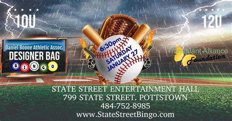 Designer Bag Bingo Daniel Boone 10U & 12U Baseball, State Street ...