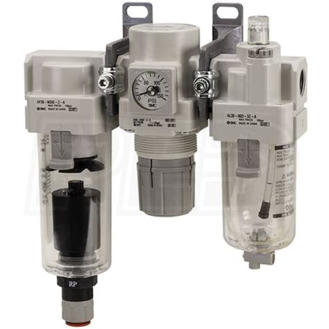 SMC 1" Filter Regulator Lubricator Air Preparation Combo w/ N.C. Auto ...