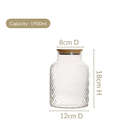 Borosilicate Textured Airtight Jar Set Of 2 1900ml Online - Premium ...