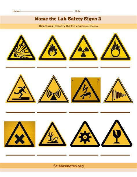 Lab Safety Signs Worksheets