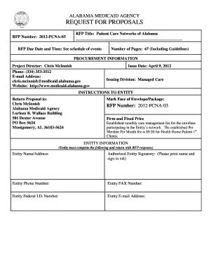 Fillable Online medicaid alabama alabama gov rfps form Fax Email Print ...