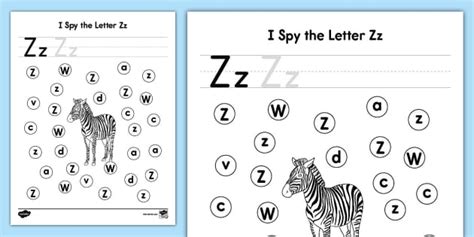 I Spy the Letter Zz Activity