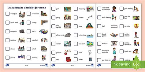 Daily Routine Checklist for Home