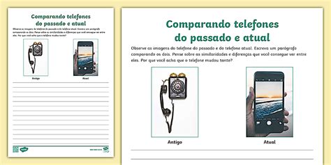 Comparando telefones do passado e atual - Folha de atividade