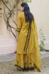 Buy Yellow Chanderi, Organza Embroidery Round Neck Flower Kurta Sharara ...