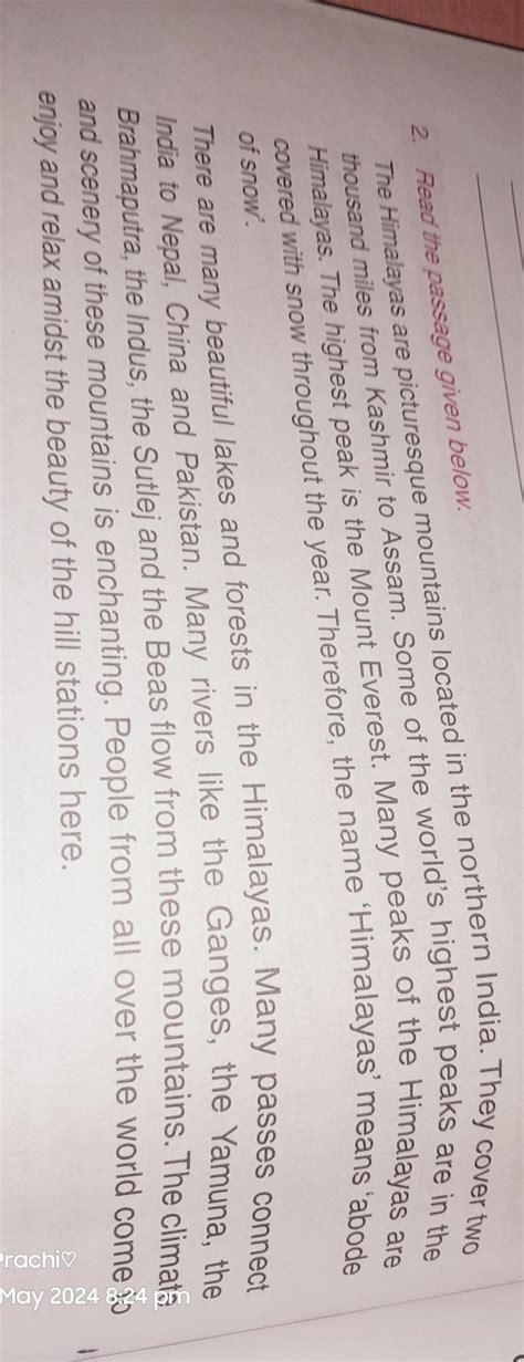 C. find word from the passage for the following:-1. scenic2. homewhich ...