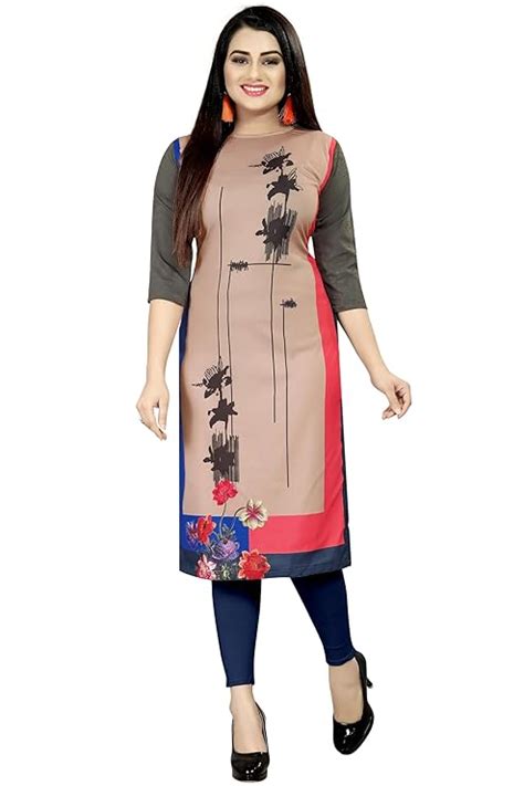 AA Creation Women Crepe Printed Straight A-line Casual Kurta Kurti for ...