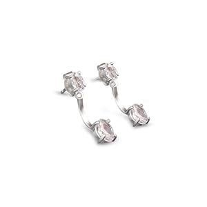 925 Sterling Silver Oval Solitaire Jacket Earrings| Gift for Women ...