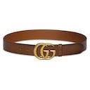 Wide Brown Leather Belt With Double G Buckle | GUCCI® US