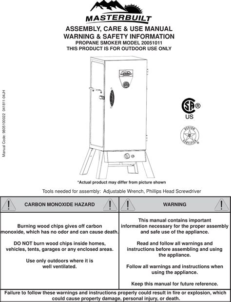 User Manual For Masterbuilt Electric Smoker