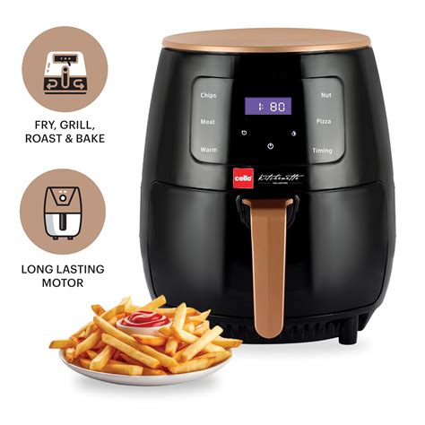 Cello Smart Digital Air Fryer 1400W, 4.5 Litre | Uses up to 90% less f ...
