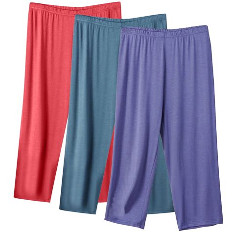 hxshgdsn 3 Pack Plus Size Pajama Bottoms, Lightweight Cotton Capri ...