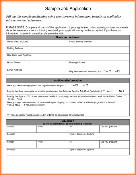 Image result for Example of Job Application Form