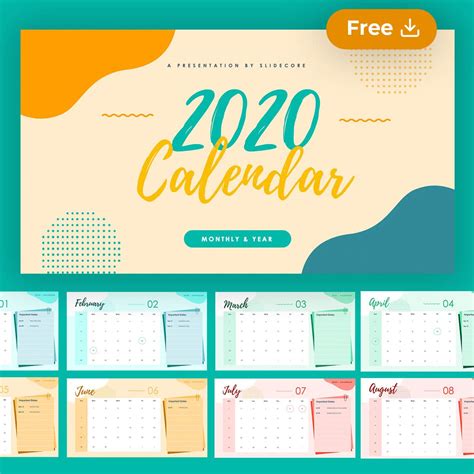 2020 Calendar Template for Powerpoint and Google Slides • Slidecore