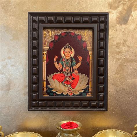 Bala Tripura Sundari Gold leafed art in wooden frame – E-Studio