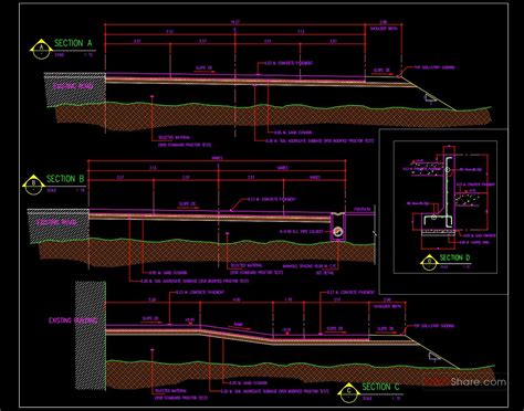 41.Road Concrete Pavement Cross Section Detail Autocad File DWG - Free ...