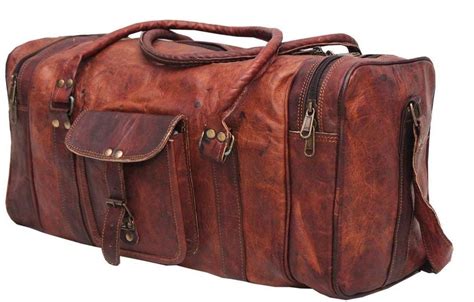 RSN Vintage Pure and Genuine Leather Duffle Bag, Gym Workout Travel ...
