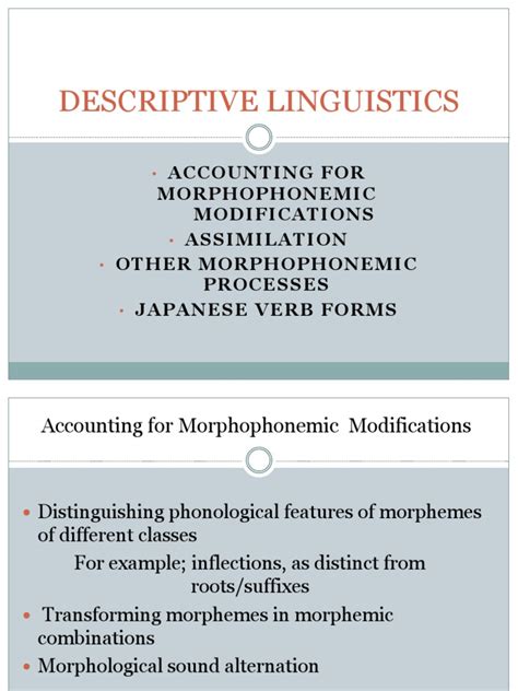 Descriptive Linguistics | PDF | English Language | Morphology (Linguistics)