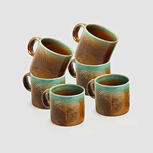 Buy ExclusiveLane Ceramic Coffee Mugs Set of 6 | 'Peacock Boulevard ...