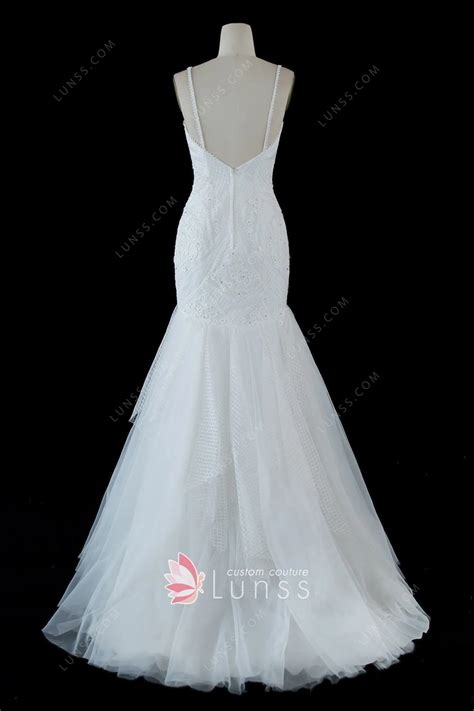 Beaded Lace Tulle Classic Sweetheart Trumpet Bridal Dress - Lunss