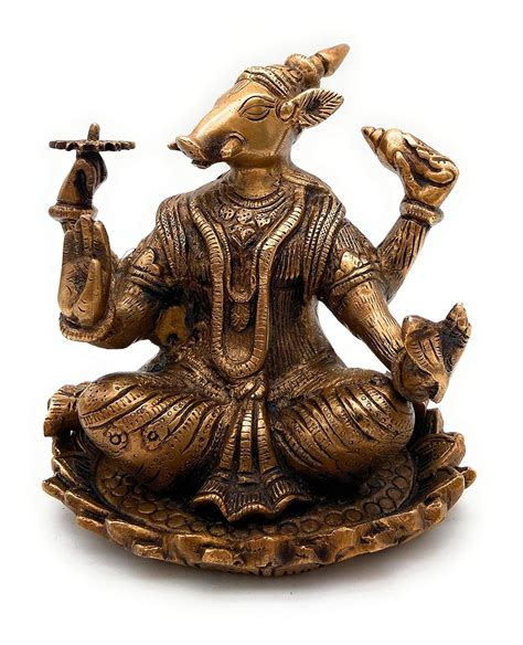 Buy Bhunes Brass Varaha Idol with Bhudevi, Vishnu Avatar, Lord Vishnu ...
