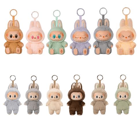 Labubu Keychain , POP MART 2025 Labubu Plush Doll Keychain - Macaron ...