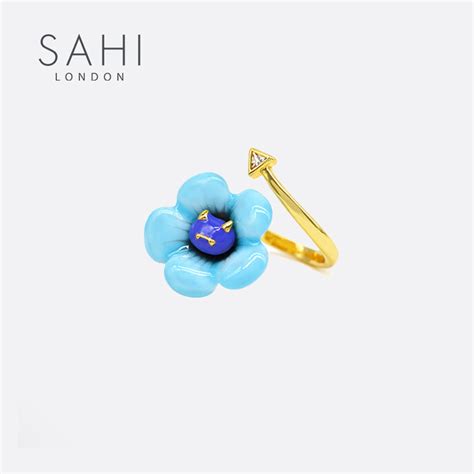 Monster Blue Flower Enamel Adjustable Ring