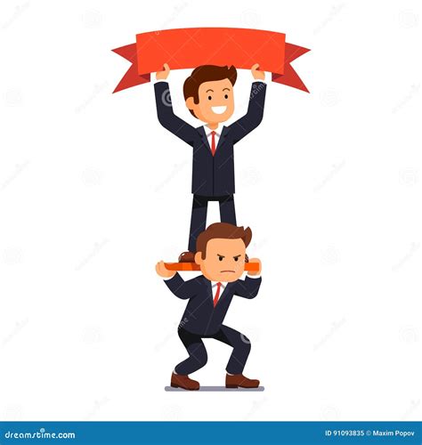 Businessman Hold Banner Standing on Shoulders Stock Vector ...