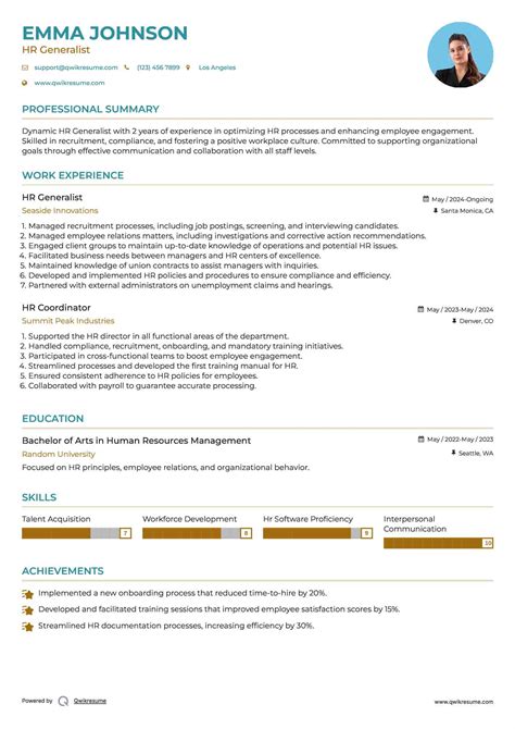 10+ HR Generalist Resume Samples & Templates for 2025