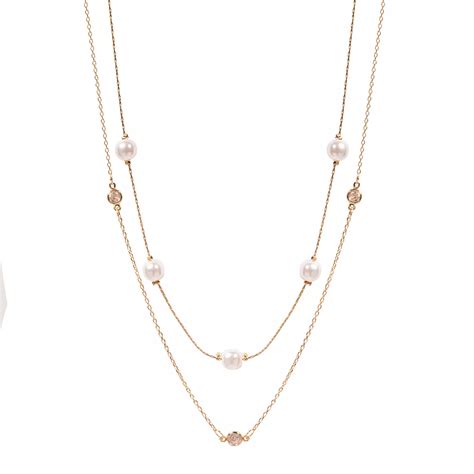 LC Lauren Conrad Gold Tone Spaced Simulated Pearl 2 Row Necklace