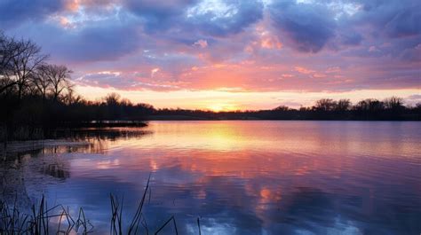 Premium Photo | Minnesota Lake Sunset Serene Landscape with Glowing Sun ...