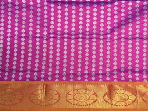 Mandala Zari Big Border With Thilagam Buttis Purple Kanchipuram Silk U ...